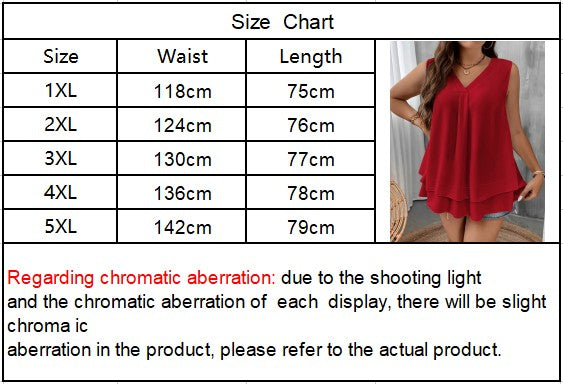 Brielle Plus V-Neck Chiffon Tank